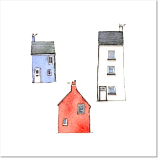 Watercolor Houses in Devon Posters and Art